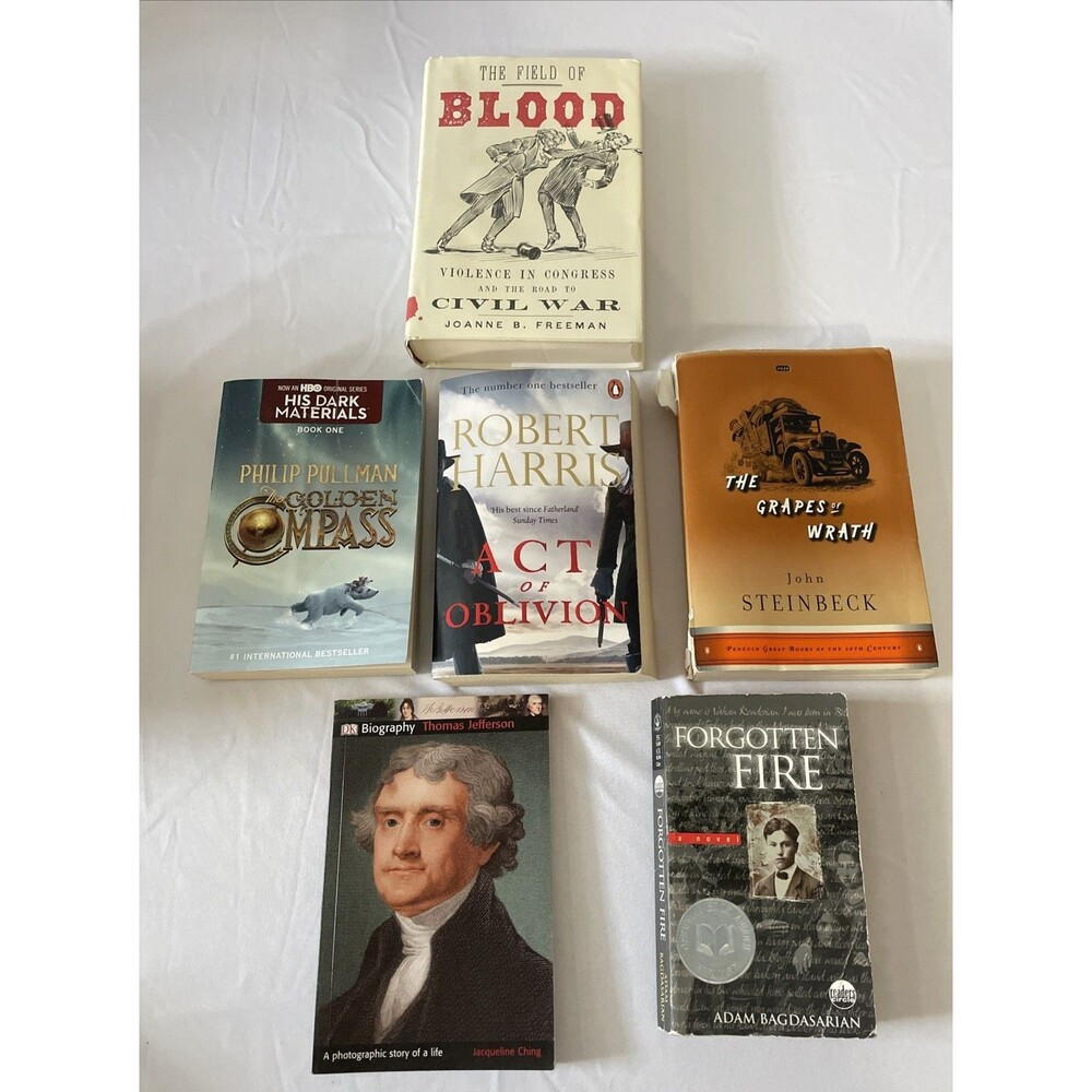 Lot of 6 American History & Classics Grapes Wrath Jefferson Golden Compass Lot